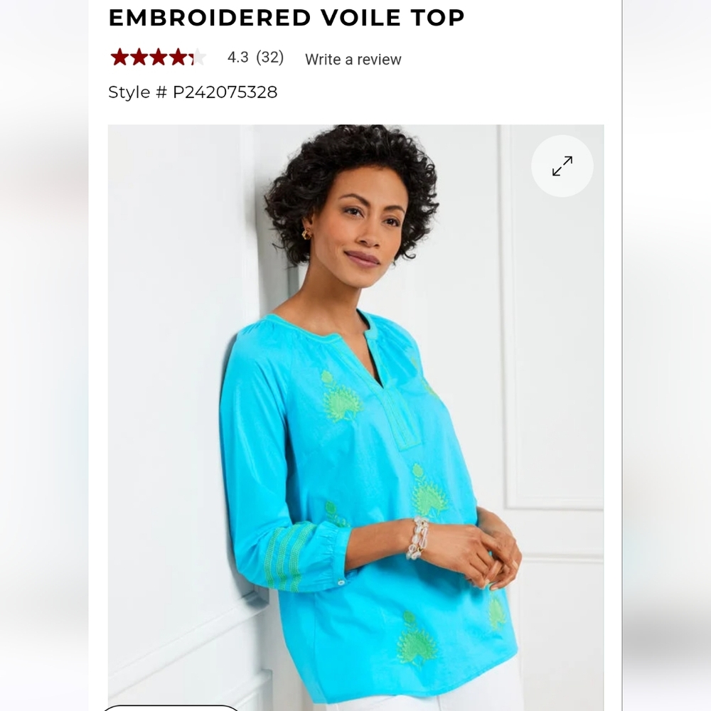 Talbots Embroidered Voile Top